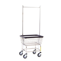 100D58 - Narrow Laundry Cart w/ Double Pole Rack - R&B Wire