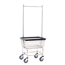 100E58 Wire Frame Metal Standard Laundry Cart w/Double Pole Chrome- R&B Wire 26.5"L x 22"W x 11"D x 66.5"H