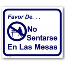 Spanish Version - Please Do Not Sit On Folding Tables Or Washing Machines Sign 10" X 12"
