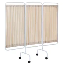 Three Panel Antimicrobial Mobile Designer Privacy Screen Beige Color