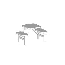 Seat Table Units STF-2224 With 1 Table And 2 Chairs In Almond
