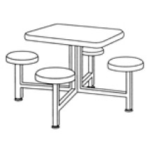 Seat Table Units STF-2444 With 1 Table And 4 Chairs In Almond