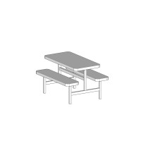 Seat Table Units STF-2448 With 1 Table And 2 Chairs In Almond