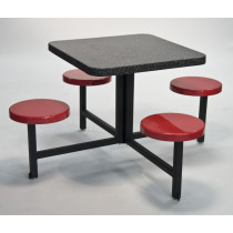 Seat Table Units STF-3030 With 1 Table And 4 Chairs In Black Granite