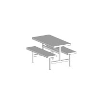 Seat Table Units STF-3072 With 1 Table And 2 Chairs In Almond