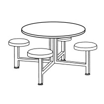 Seat Table Units STF-3600 With 1 Table And 4 Chairs In Almond