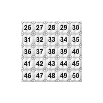 26-50 - Washer ID Numbers (25/Sheet) - Vend Rite