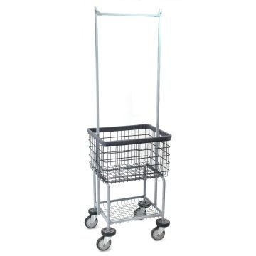 300G55/D7 - Deluxe Elevated Laundry Cart W/ Double Pole Rack, Dura Seven - R&B Wire