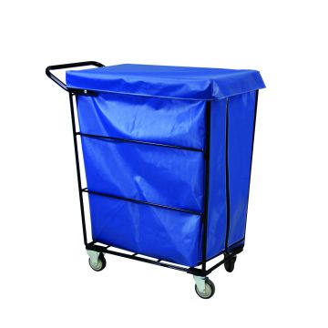 R32-Bbx-Jlc-4Unn - Janitorial Linen Cart, Single Compartment, Blue, 2Rg/2Sw - Royal Basket