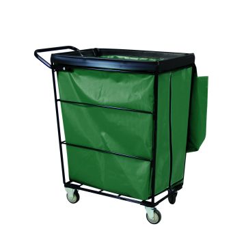 R32-Eex-Jla-4Unn - Janitorial Linen Cart, Single Compartment, Green, All Swivel - Royal Basket