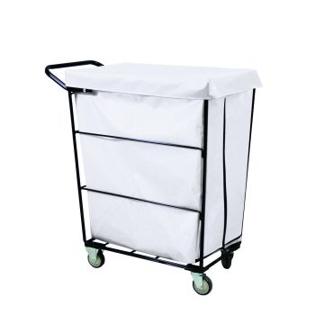 R32-Wwx-Jla-4Unn - Janitorial Linen Cart, Single Compartment, White, All Swivel - Royal Basket