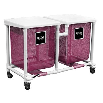 R35-Mvx-H2F-3Uln - Hamper, Pvc, 35 Gal, Double, Mauve, Mesh, W/Foot Pedal, All Swivel, 2L  - Royal Basket
