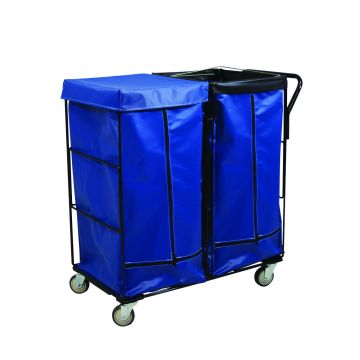 R41-Bbx-J2C-4Unn - Janitorial Linen Cart, Two Compartment, Blue, 2Rg/2Sw - Royal Basket
