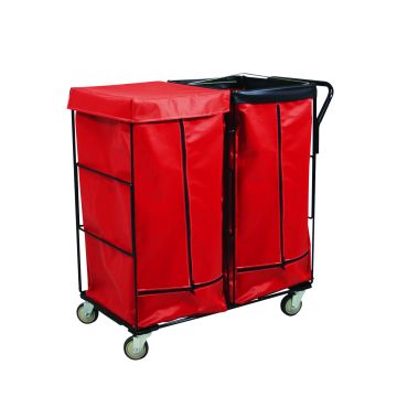 R41-Rrx-J2C-4Unn - Janitorial Linen Cart, Two Compartment, Red, 2Rg/2Sw - Royal Basket