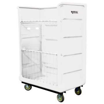 R48-Whx-Taa-6Unn - 48 Cu Ft Turnabout Truck, Wire Shelves, White, All Swivel - Royal Basket