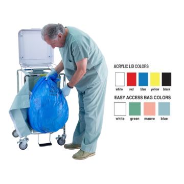 672B - Single "Easy Access" Hamper W/ Foot Pedal Blue Color - R&B Wire